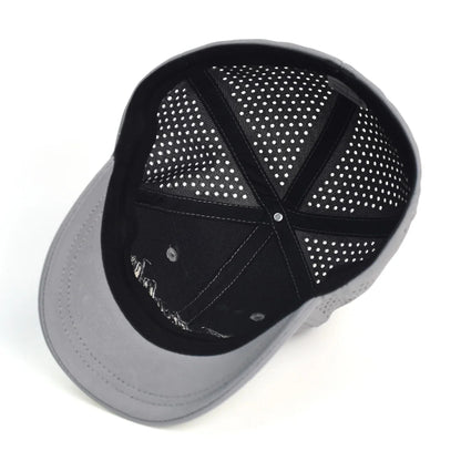 Casquette de baseball à mailles, à visière courte, dos fermé, pour homme et femme, respirante, à fermeture à pression, ajustée, style « dad hat », réglable, unie, style « trucker »