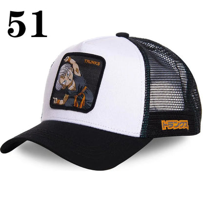 Dragon Ball DRAGONBALL síťovaná čepice, kreslená síťovaná čepice, pánská a dámská baseballová čepice, módní čepice s nášivkou, trucker čepice