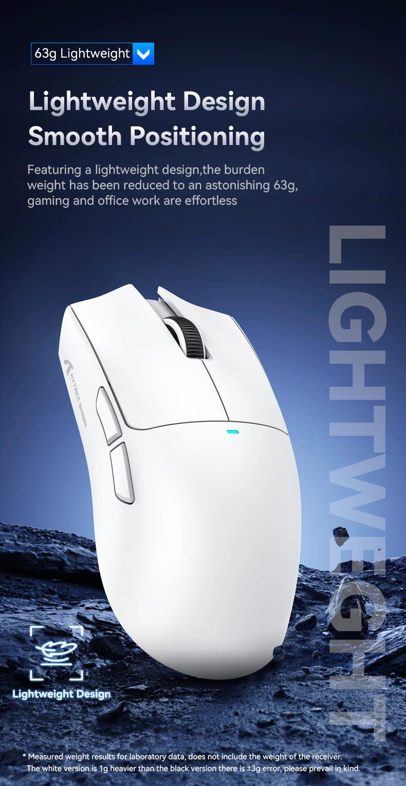 Ratón gaming inalámbrico ATTACK SHARK X11SE, trimodo, superligero de 63g con sensor PAW3311, 22000 DPI, batería de 300mAh, controlador dual