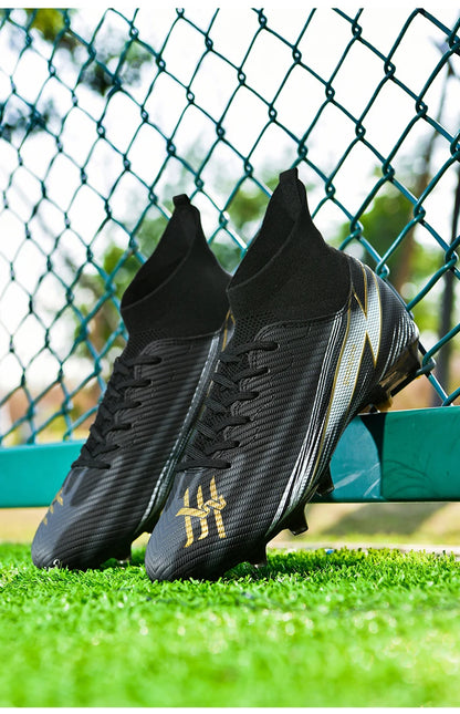Nouvelles chaussures de football pour hommes, chaussures de match montantes, chaussures de futsal de haute qualité, chaussures de football d'intérieur antidérapantes, baskets d'extérieur, crampons pour gazon, meilleures v