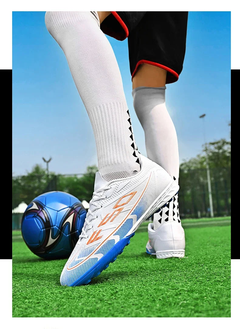 Nouvelles chaussures de football pour hommes, chaussures de sport respirantes, antidérapantes, de haute qualité, chaussures de football pour match en plein air, futsal, haute cheville, ultralégères