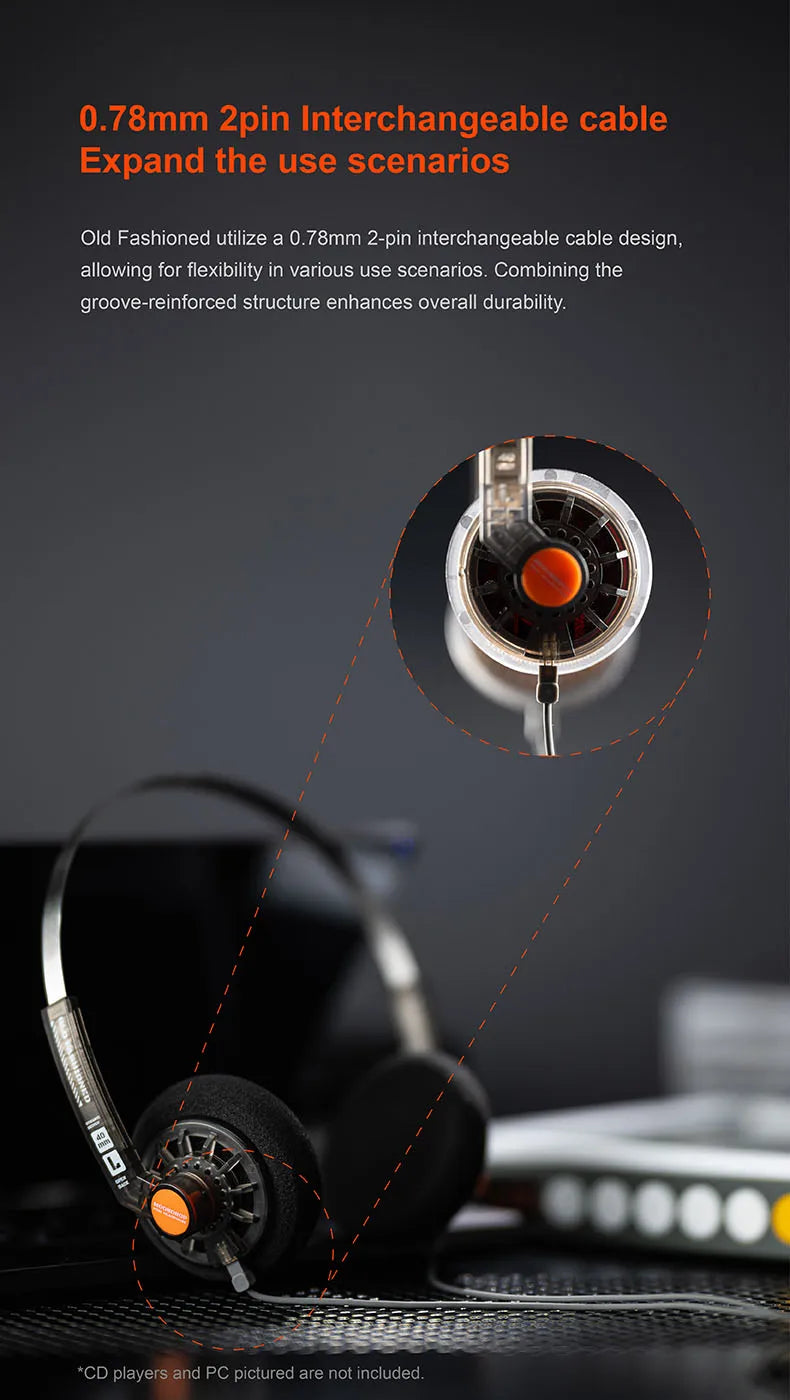 MOONDROP OLD FASHIONED On-Ear Headphone 40mm large dynamic driver 0.78-2pin 3.5mm Plug