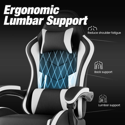 WOTSTA Ergonomic Racing Gaming Chair with Headrest And Lumbar Support Adjustable Swivel Office Chair for Computer Living Room
