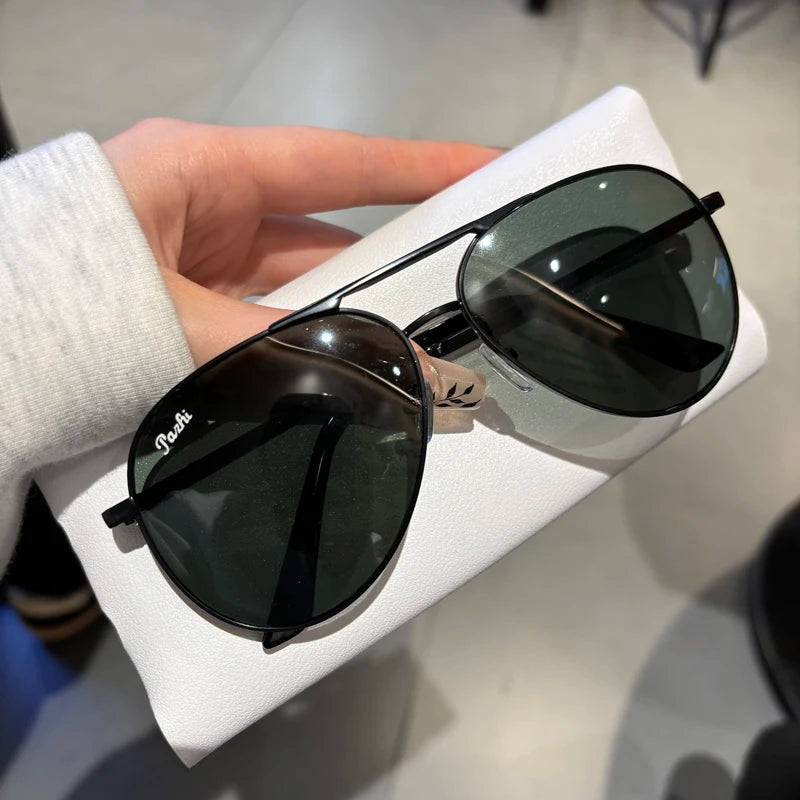 2026 New Glass Sunglasses For Men Fashion With UV Protection Large Frame Refreshing Sunshade For Driving Pilot Style Glasses