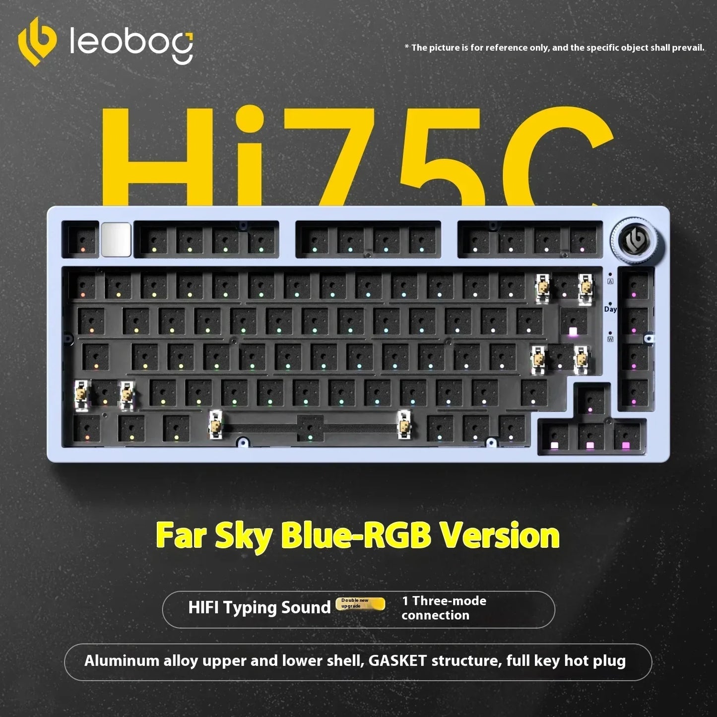 LEOBOG Hi75C Mechanische Tastatur 3Mode/Kabelgebundenes Kit Hot-Swap mit Drehknopf RGB Aluminiumlegierung Gasket Hi75C Tastatur-Kit PC Custom Geschenk