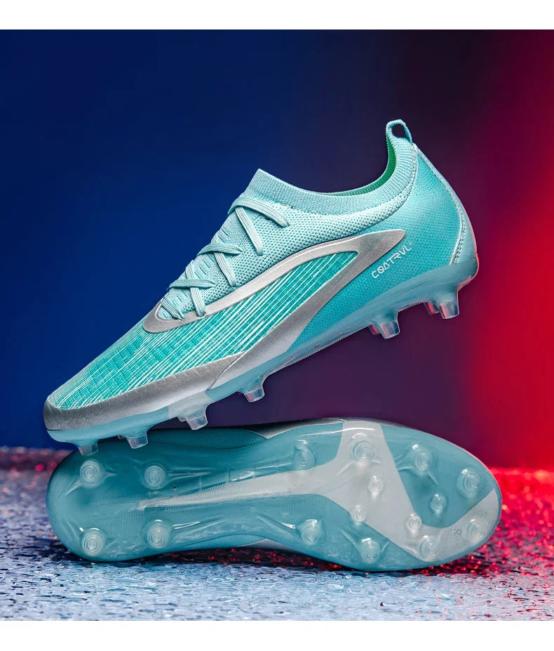 Botas de fútbol para hombre, tacos de exterior transpirables para adultos, antideslizantes, zapatillas deportivas de fútbol con tacos largos para entrenamiento y partido, cómodas para chicos