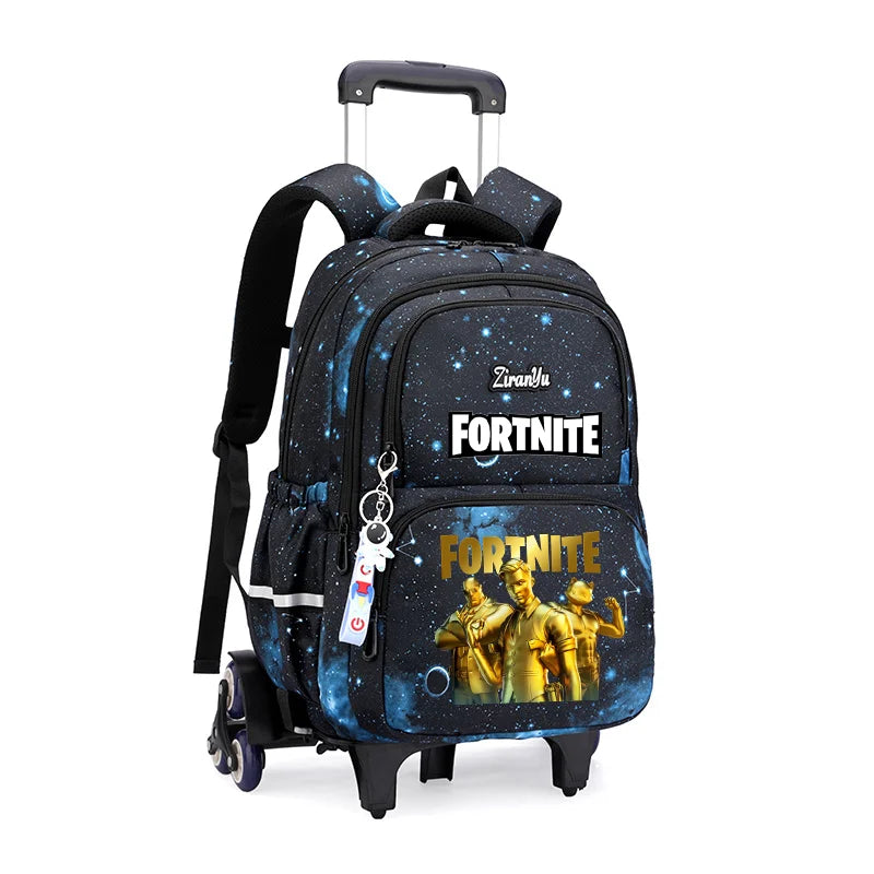 Fortnite Trolley Bag Easy Stair Climbing Anime Waterproof Wheeled Backpack Large Capacity Student Schoolbag Casual Travel Bag