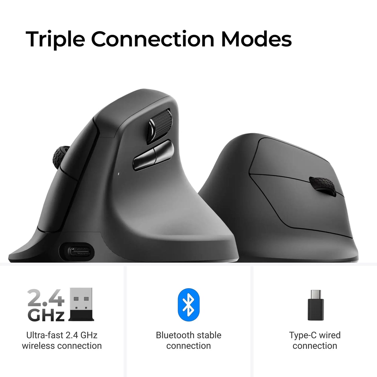 Keychron M5 Wireless Ergonomic Mouse with 8K Polling Rate, Bluetooth & 2.4GHz, 26K DPI Optical Sensor, Rechargeable Vertical Mouse