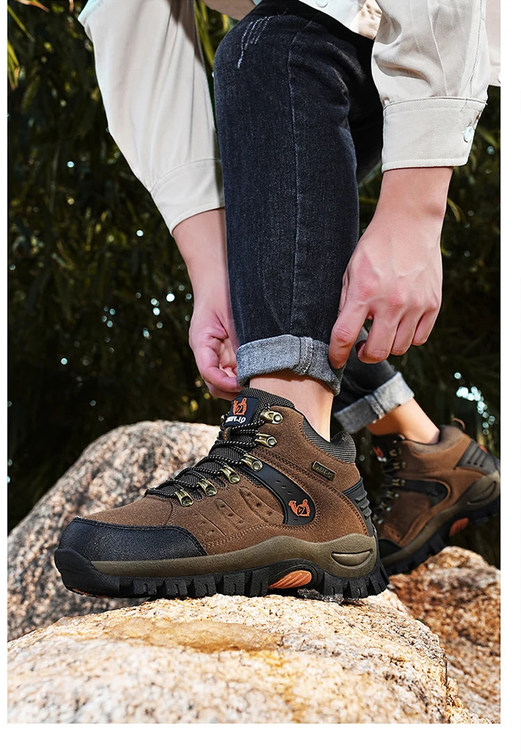 Chaussures de Trekking en plein air automne hiver hommes chaussures de randonnée imperméables bottes de montagne en cuir véritable chaussures tactiques de chasse en forêt