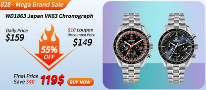 Watchdives New Wd1863 Quartz Men Watch VK63 Chronograph Bubble Sapphire Waterproof 39Mm Steel Top Brand Luxury Business Watch