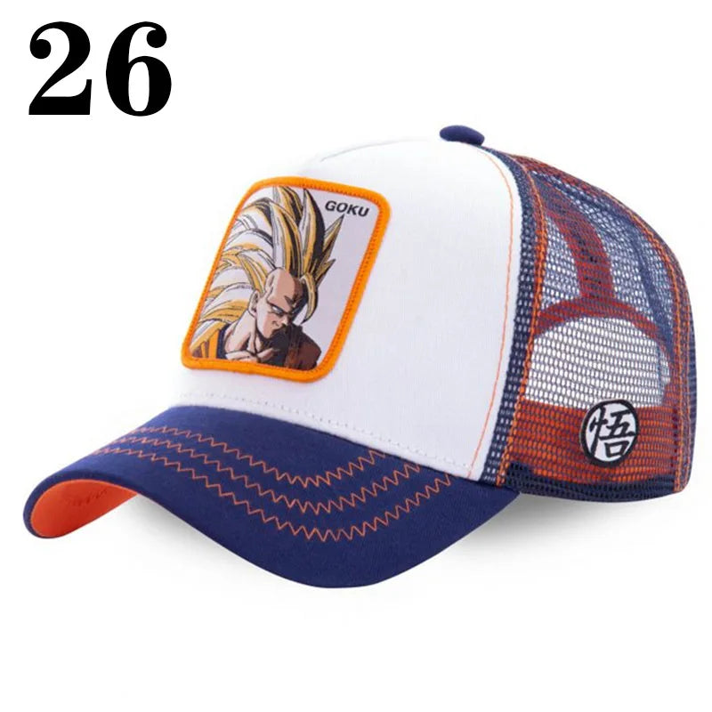 Dragon Ball DRAGONBALL síťovaná čepice, kreslená síťovaná čepice, pánská a dámská baseballová čepice, módní čepice s nášivkou, trucker čepice