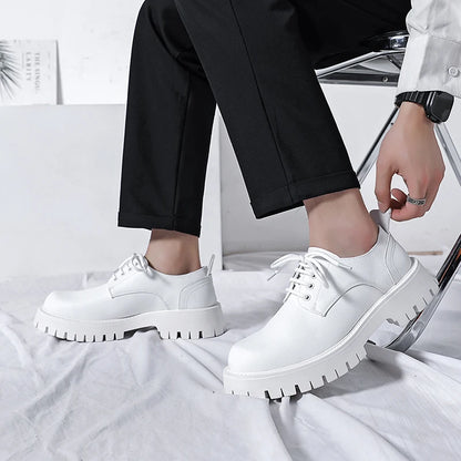 White Lace-up Oxford Shoe Men Fashion Men's Leather Sneakers Breathable Casual Loafers Shoes Mens Designer Men Comfortable Shoes