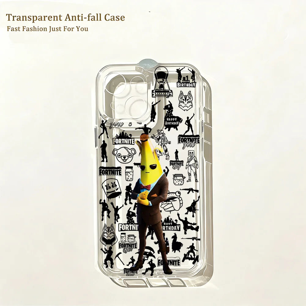 Capa de Telemóvel Hot Game F-Fortnites para iPhone 17e 17 16 16e 15 14 13 12 11 Mini Pro Max X XR XSMax 7 8 Air Plus com Traseira Transparente