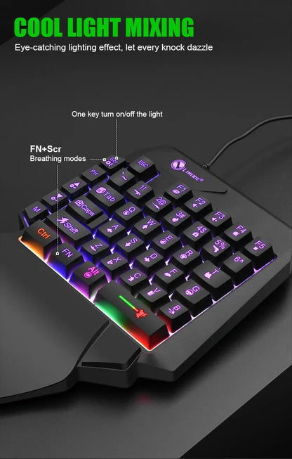 35 Tasten Einhand-Mini-Gaming-Tastatur USB, ultraflache kabelgebundene Tastatur mit Hintergrundbeleuchtung für Laptop, Desktop-PC und Smartphone