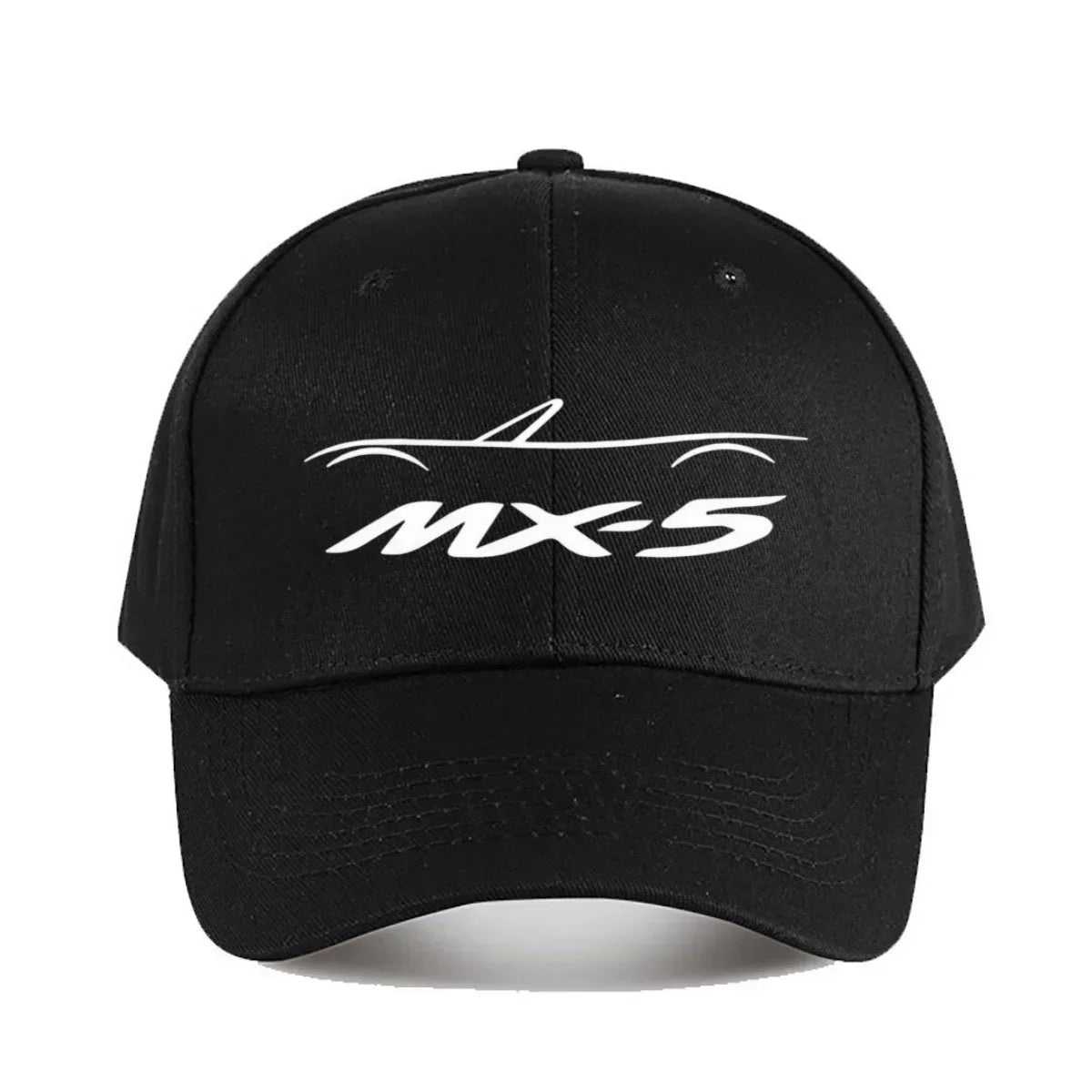 MX5 NA бейзболна шапка за мъже и жени – стилна черна шапка от полиестер с бяло лого, издръжлива шапка за риболов на открито и ежедневно носене