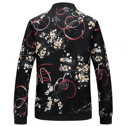 Spring and Autumn Men's Flower Jacket, Large Size Urban Casual Jacket, Multicolor Available