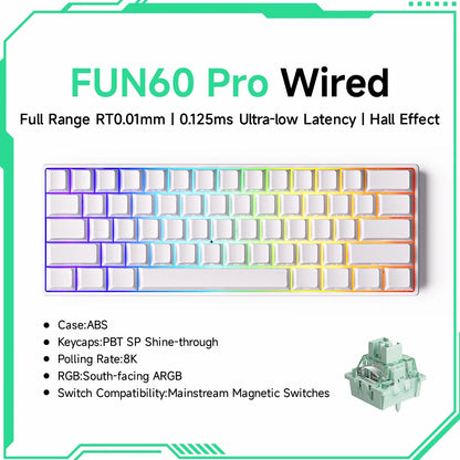 Teclado mecânico Akko MonsGeek FUN60 com interruptores magnéticos 60% Gaming Keyboards Rapid Trigger 0.01mm 8K ARGB HE/TMR personalizado