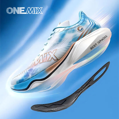 ONEMIX Nylon Carbon Board Marathon Running Racing Shoes, Professional Stable Support, Shock Relief, Ultra-light Rebound Sneakers