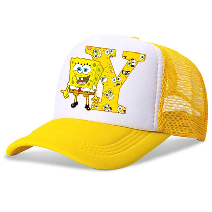 Spongebob-baseballkasketter til børn – kawaii-tegneserie med bogstaver – afslappet solhat til børn – justerbar kasket med skygge – fødselsdagsgaver