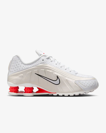 Nike Shox R4 Women's Running Shoes Low-Top Casual Comfort Breathable Wear-Resistant Support White Sail Crimson AR3565-103