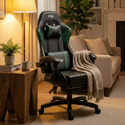 Sedia gaming ergonomica, sedia da ufficio per computer con poggiapiedi e poggiatesta, sedia da ufficio per adulti con altezza e schienale regolabili