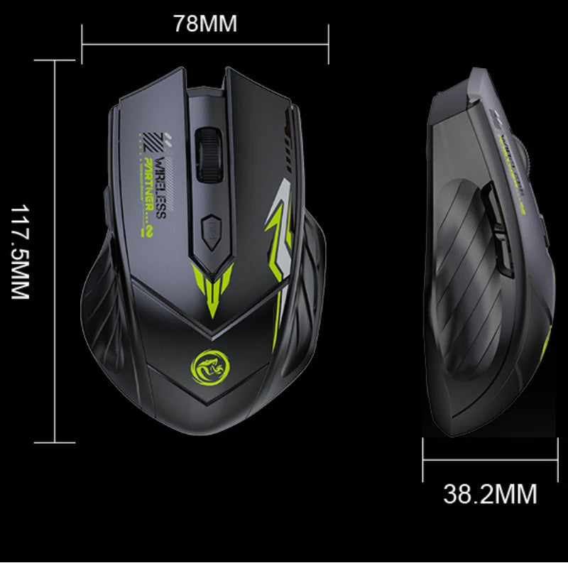 Wireless Gaming Mouse 2.4G USB Silent Mouse Dual Mode Bluetooth Rechargeable 1600DPI Mouse Computer Silent Mice for PC Laptop