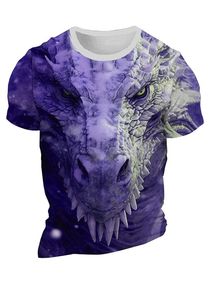 3D-Drachenprint Herren-T-Shirt – Sommerliches Freizeit-Streetwear-Shirt für Herren, Outdoor-Sport, Kurzarm, Urban Fashion