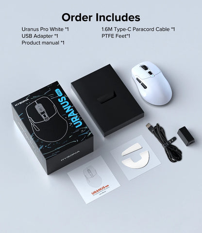 KYSONA Uranus PRO Wireless Gaming Mouse Ergonomic Mouse PAW3395 54g 8KHz Polling Rate 26000DPI For Right Big Hand PC Gamer