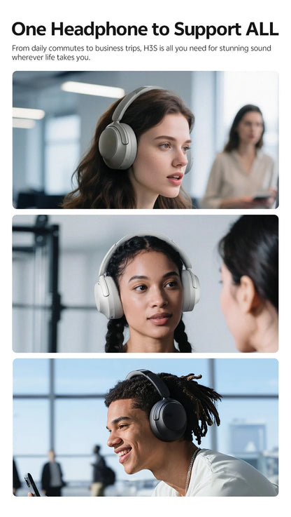 Casque sans fil Bluetooth 6.0 QCY BH25H3SA avec audio spatial 3D, réduction de bruit active adaptative -56 dB, haut-parleur de 53 mm, casque pliable supra-auriculaire