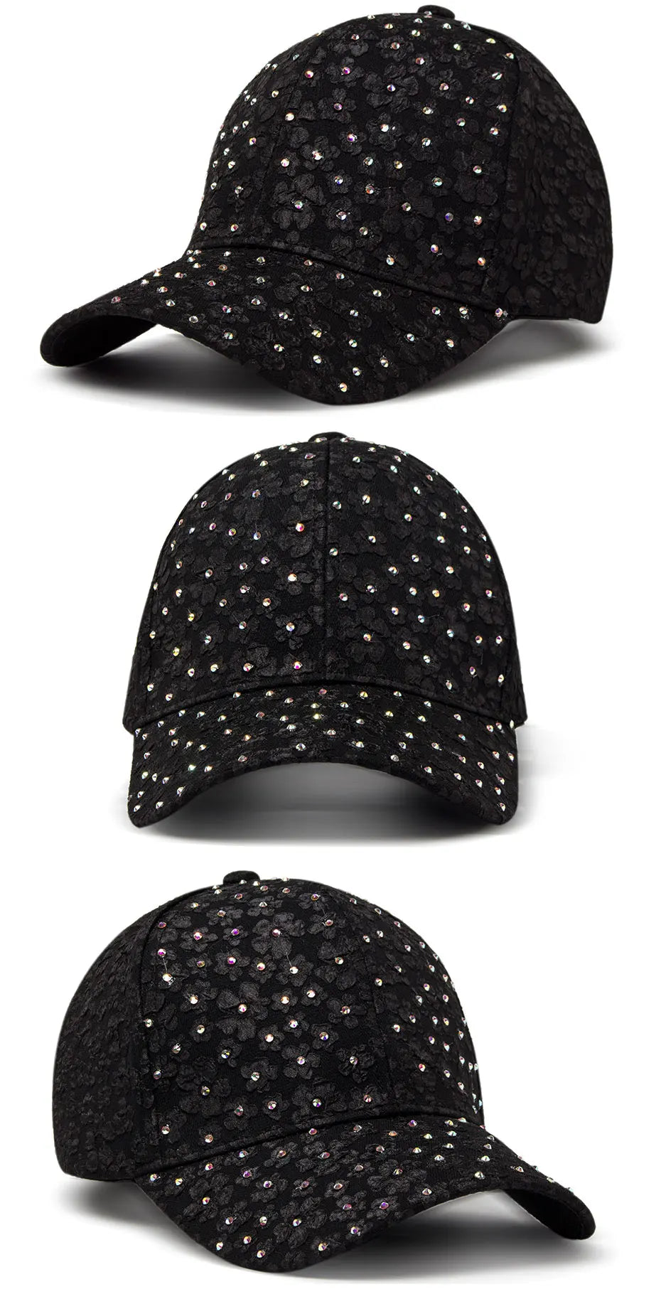 CNTANG Sommer-baseballkasket til kvinder med rhinestones og blomsterbroderi, snapback-kasket til kvinder, designer-solhat, hiphop-kasketter i Y2K-stil