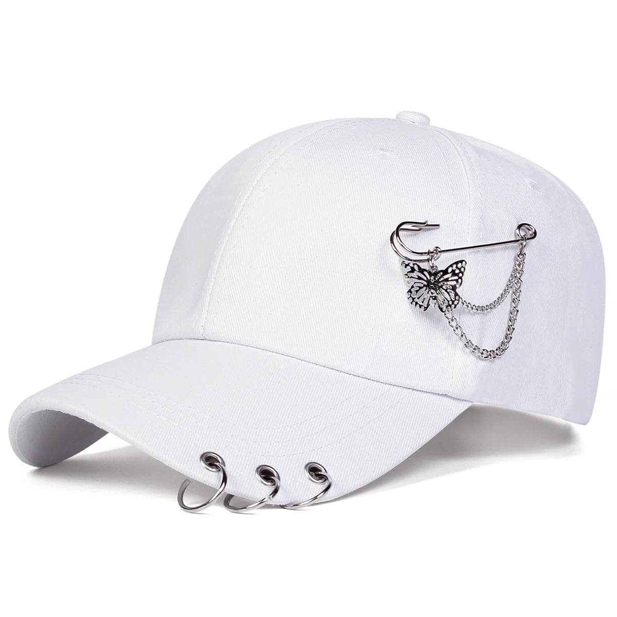 Gorras de béisbol unisex con anilla de hierro en forma de mariposa, para primavera y otoño, al aire libre, ajustables, informales, con protección solar, gorras deportivas