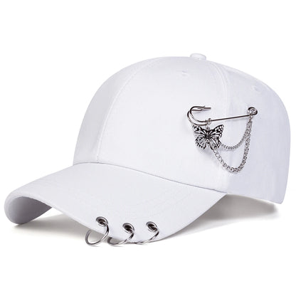 Gorras de béisbol unisex con anilla de hierro en forma de mariposa, para primavera y otoño, al aire libre, ajustables, informales, con protección solar, gorras deportivas