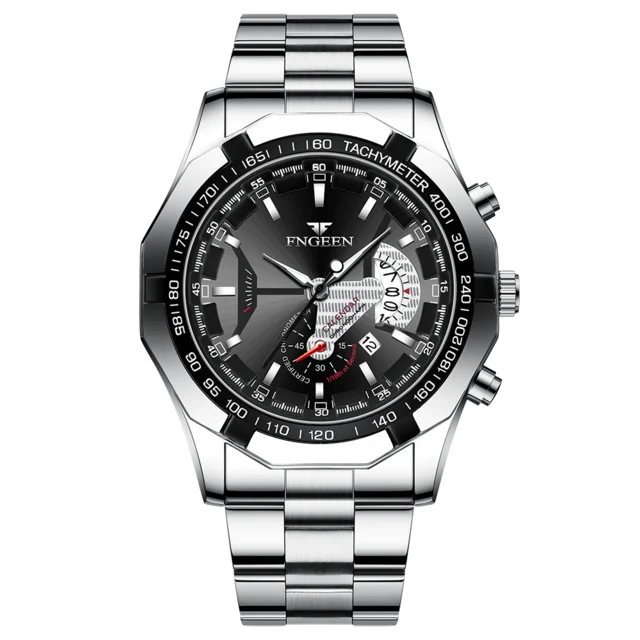 Men’s wristwatch, military, casual or sporty style, quartz, from a prestigious brand, made entirely of steel, water-resistant