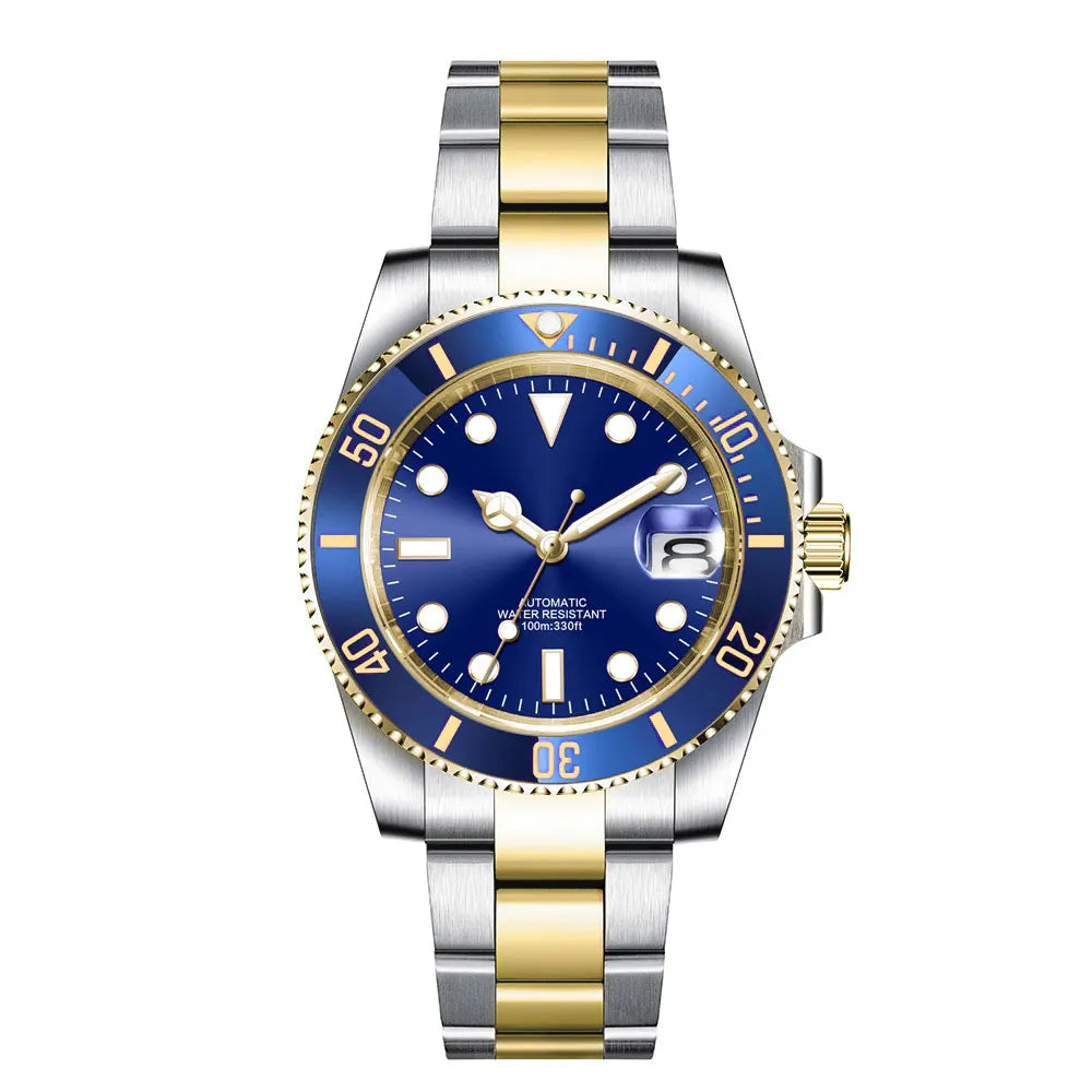 Custom logo NH35 MIYOTA 8215 Automatic Men Watch Luxury Diver Two Tone Gold 316L Stainless Steel Sapphire 10ATM Sterile Sunburs