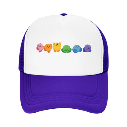 Kirbys за възрастни, шапки „Rainbow Trucker“, винтидж бейзболни шапки от мрежа, шапки със закрепваща се лента, шапки „Dad Hat“, шапки за слънце, дишащи спортни шапки, на едро, нови