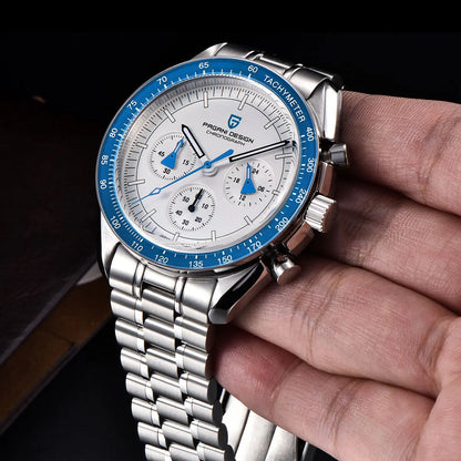 PAGANI DESIGN 2026 New Moon Watch Retro Luxury Quartz Watches For Men Stainless steel Luminous waterproof Sport Chronograph Man