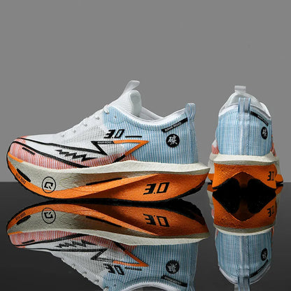 Men's Carbon Board Sneakers Anti-Slip Cushioned Comfortable Racing Training Running Shoes Mesh Tennis Shoes Casual for Women