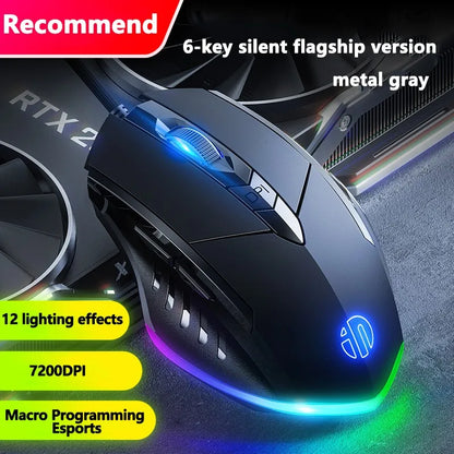 Inphic W1 Wired Gaming Mouse USB Esports Mouse with Adjustable DPI, Programmable Macro Buttons, Silent Click Office & Gaming Mouse