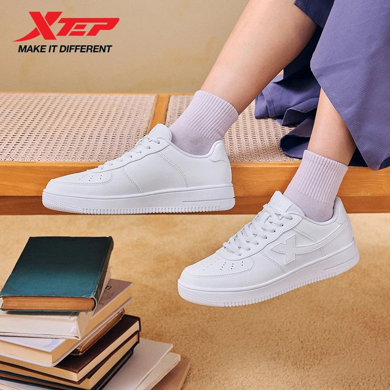 Xtep White Sneakers Women 2026 Spring Couples Versatile Trendy Casual Thick-soled Heightening Sports Shoes 874118319851