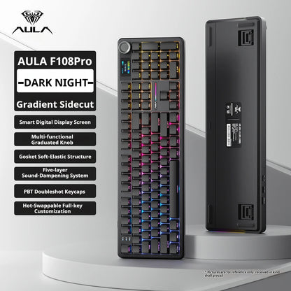 AULA F108 PRO Mechanische Tastatur Custom 100%-Layout RGB-Hintergrundbeleuchtung Kabellos Bluetooth Hifi-Switch Gaming-Tastatur