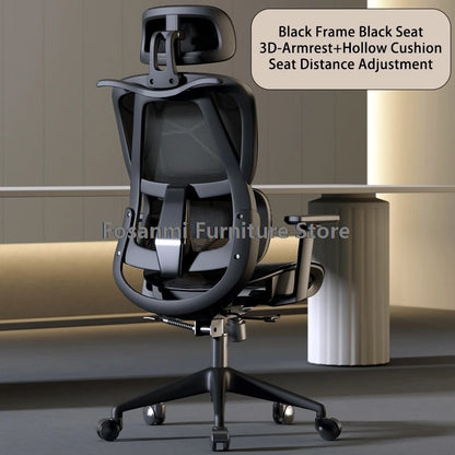 Atmungsaktiver Mesh-Computer-Bürostuhl mit Armlehnen und Lendenwirbelstütze, verstellbarer ergonomischer Schreibtischstuhl für Zuhause und Gaming mit Kopfstütze