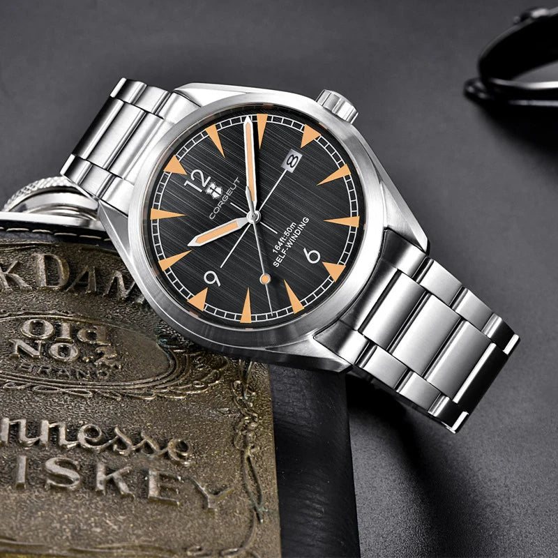 CORGEUT NH35/MIYOTA 8215 Watches Man Cattle Belt Automatic Mechanical Sapphire Glass Watches Fashion Casual Sports Watches