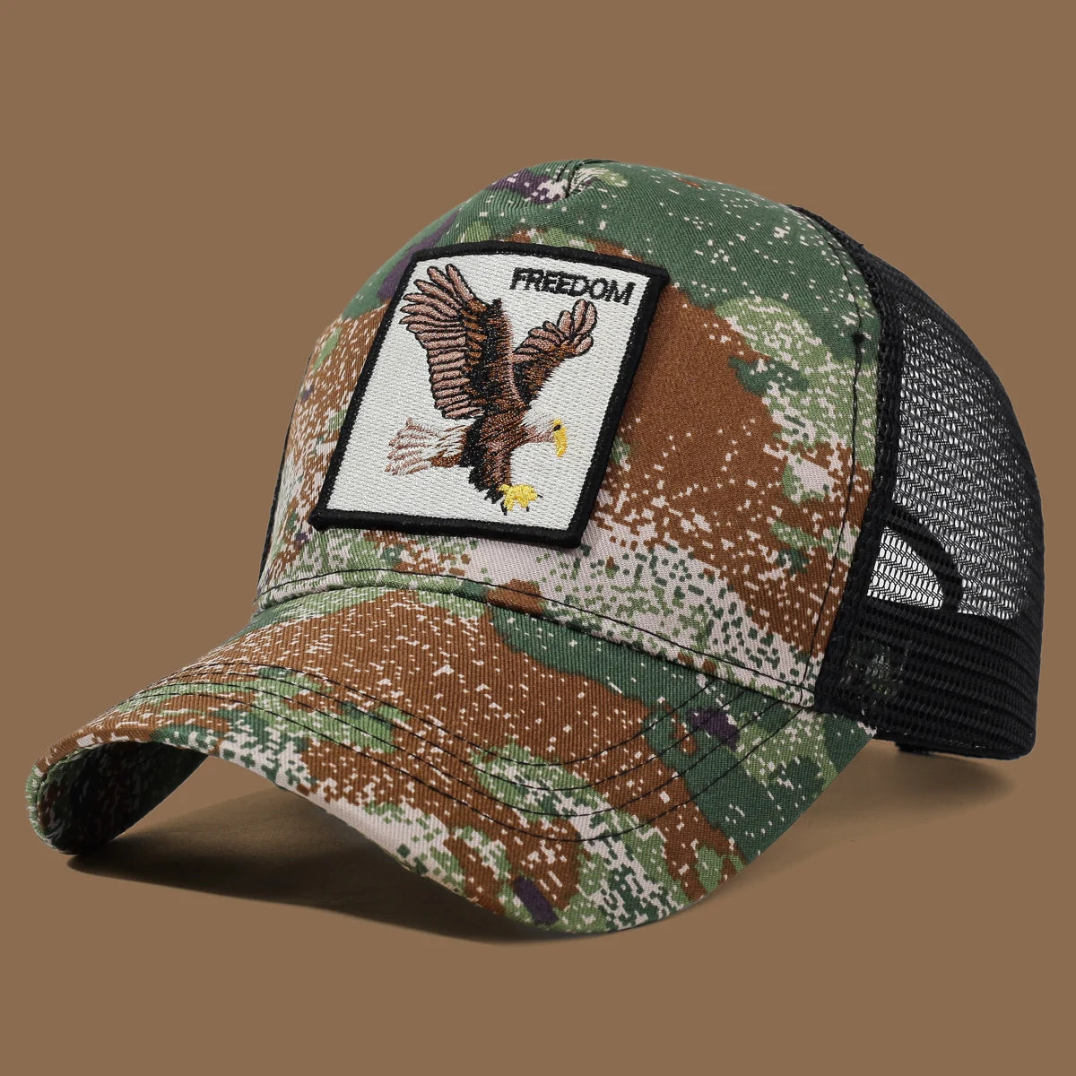 Gorra de camionero unisex con águila bordada y aplique: ideal para el día a día, para hacer deporte y como protección solar