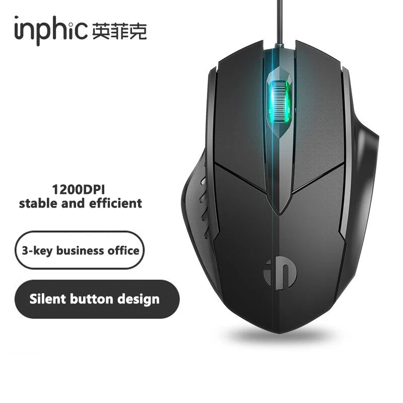 Inphic W1 Wired Gaming Mouse USB Esports Mouse with Adjustable DPI, Programmable Macro Buttons, Silent Click Office & Gaming Mouse