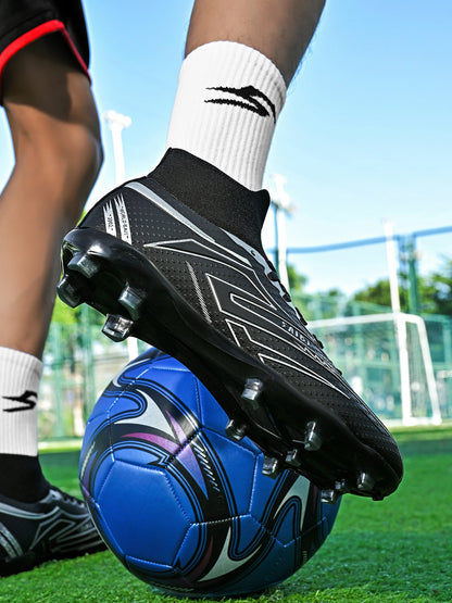 Classic Style AG FG Football Shoes PU Fabric Ventilated Upper TPU Wearproof Outsole Unisex Kids Outdoor Football Shoes