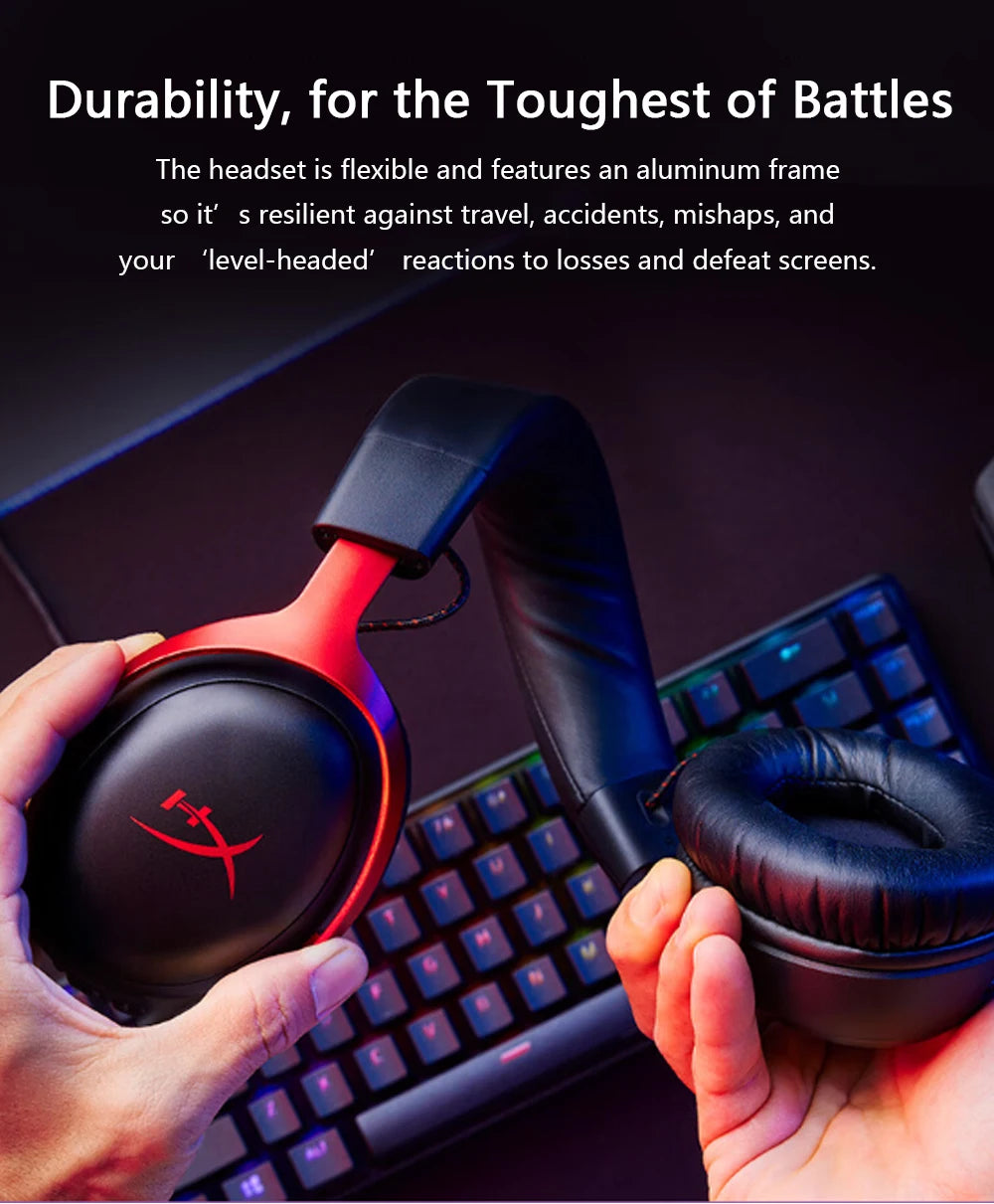 Auscultadores Gaming com Fio HyperX Cloud III com Áudio Espacial DTS X, Drivers de 53mm, Microfone com Cancelamento de Ruído – Auscultadores Gaming USB e 3.5mm para PC, PS5, Xbox e Switch