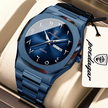 POEDAGAR mode luxe hommes montre à Quartz étanche en acier inoxydable mâle montre semaine Date affaires montres pour hommes Reloj Hombre