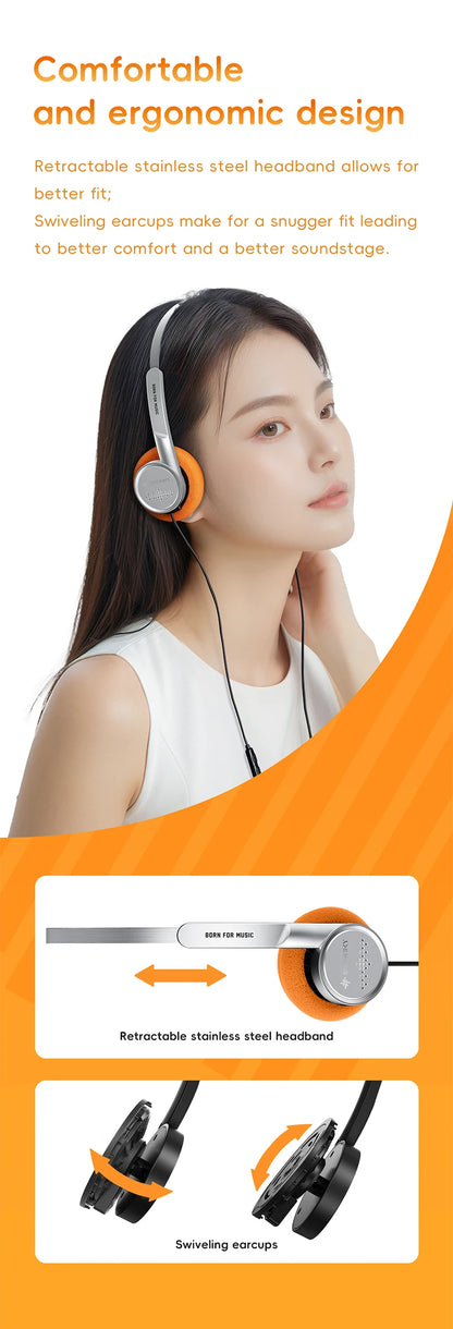 Snowsky/FiiO Wind 3.5mm ON-Ear Headphones for Recording Gaming with Microphone, 40mm Diaphragms driver, HiFi Sound