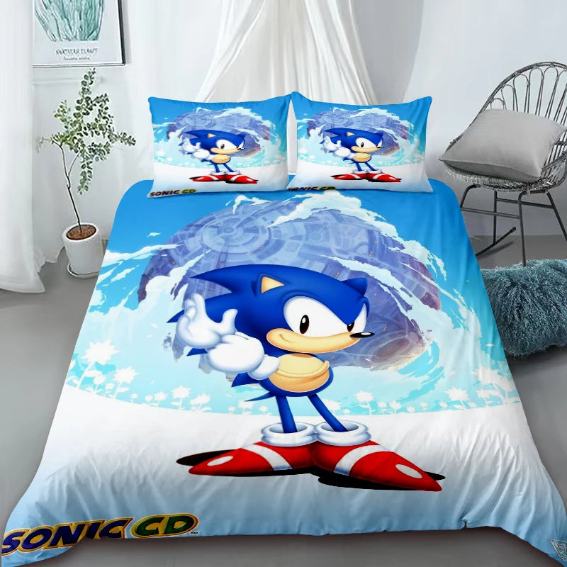 H-Hedgehog S-SonicES 3 Duvet Cover Set, Soft-Washed Cotton Bedding, Comfortable Summer Bedding for Student Dorms and Home
