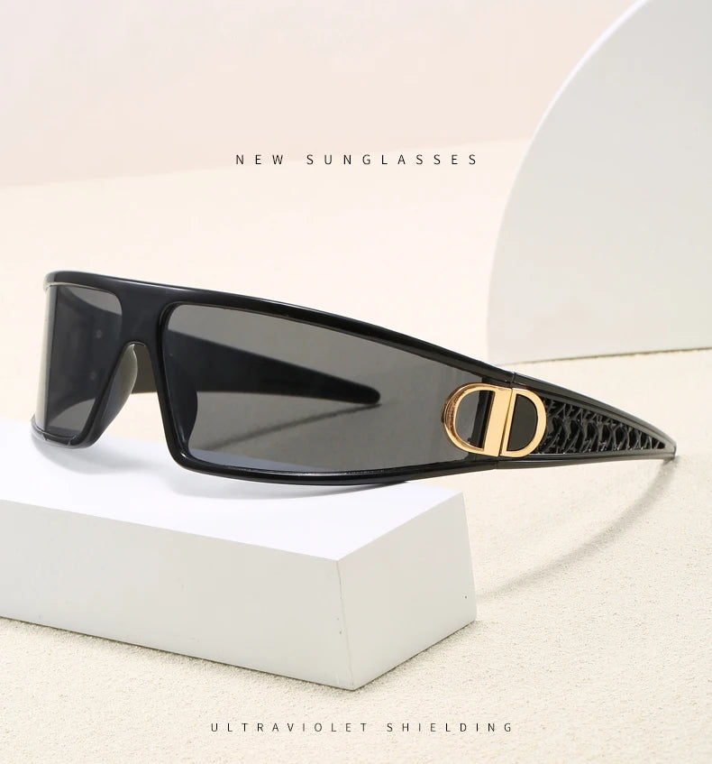 2pcs Luxury Headband Sunglasses Internet Celebrity Personalized Street Photography Concave Styling Outdoor UV Resistant Glasses